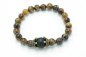 Preview: Tigeraugen Perlen Armband mit Lavasteinperle in zwei Kronen gefasst